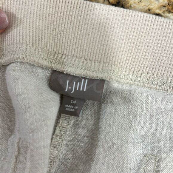 J. Jill Linen Elasticized Waist High Rise Shorts In Beige Size 14 - Picture 4 of 10